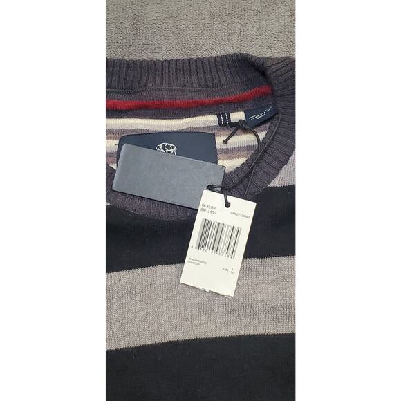 Buffalo David Bitton Size L Lambswool Gray Striped Crewneck Sweater Winter C5-20 - Picture 6 of 9